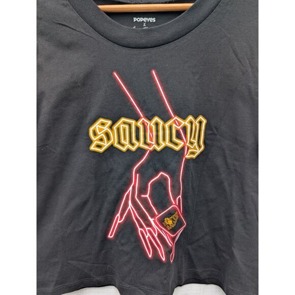 Megan Thee Stallion X Popeyes Collab Cropped Tee Shirt Sz L Saucy Hottie Sauce - Picture 2 of 8